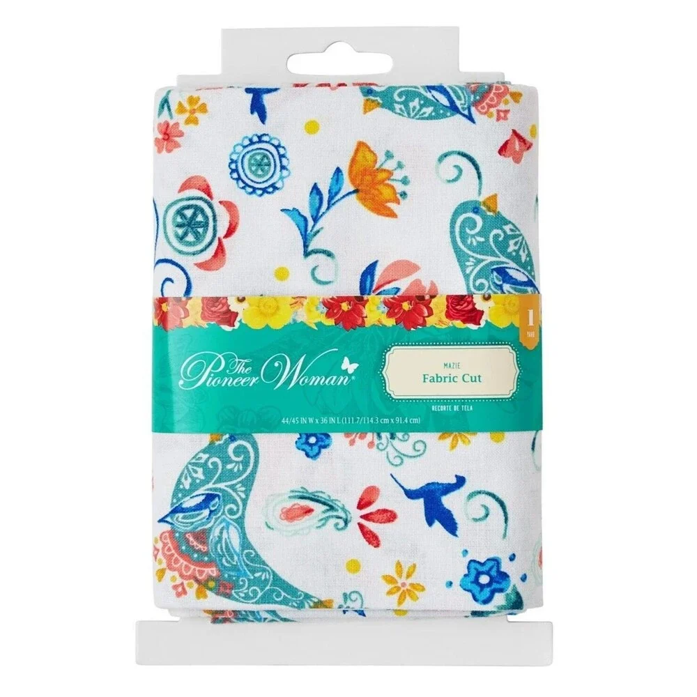 Pioneer Woman Mazie Sewing Fabric Precut 1-Yd Blue Bird Floral Cotton Craft NWT
